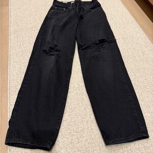 Levi's Black Distressed Women Jeans BAGGY DAD